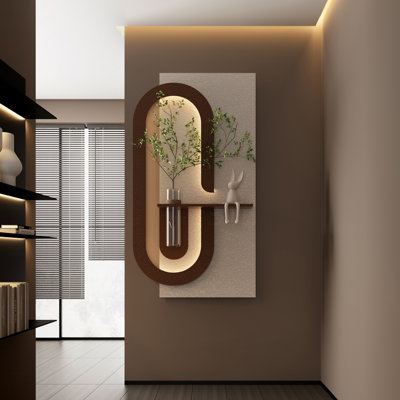 Remote - Controlled 3 Colour Led Decor With 3d Plant Design, Glass Vase, Rabbit Statue And Simulated Greenery, Coffee For Home Adjustable Wall Decor: Figurine Bedroom Mood