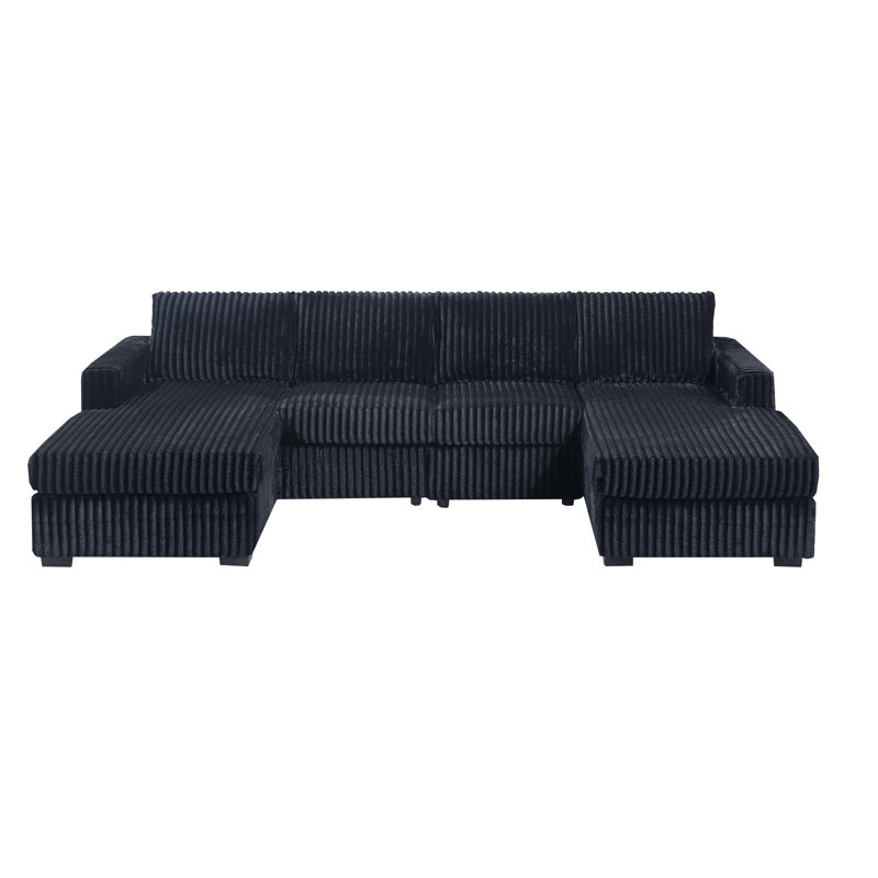 3Pc U-Shaped Sectional Set Cushion Back Armless Chairs Right Arm And Left Arm Chaise Primary Living Room Comfortable For 4 People