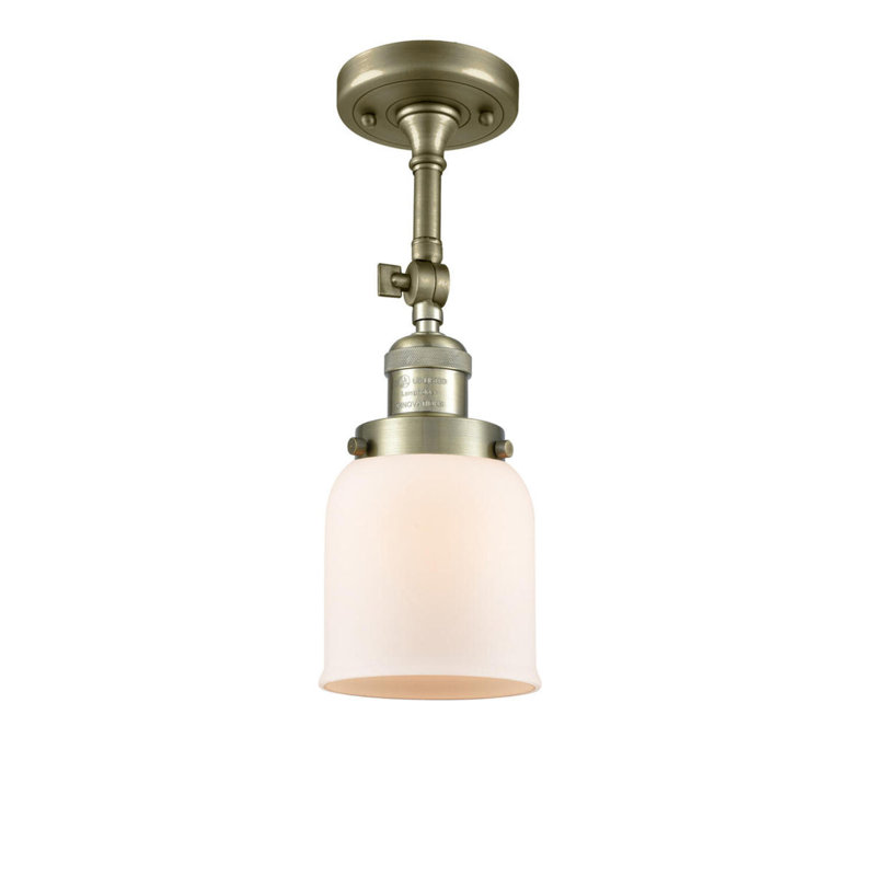 Applique murale 1 lumière 8 po Bell, Laiton antique, Boîtier blanc mat, Ampoule non incluse