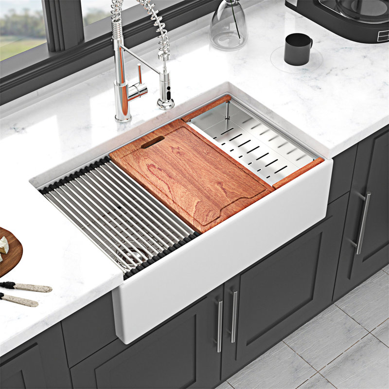 Farmhouse Workstation Kitchen Sink Double Bowl