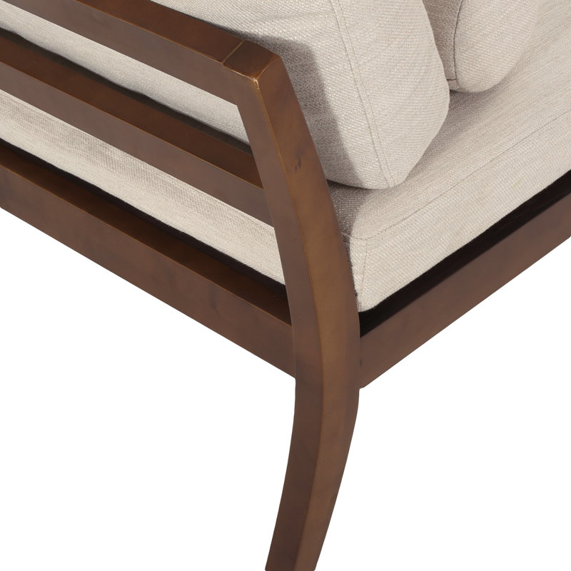Chaise longue en tissu Sarom avec traversin, Tissu beige brun