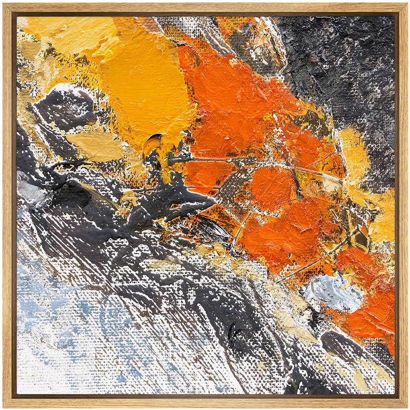 Orange, rouge, noir, effet texturé, coups de peinture, formes abstraites, minimalisme dramatique multicolore, impression sur toile