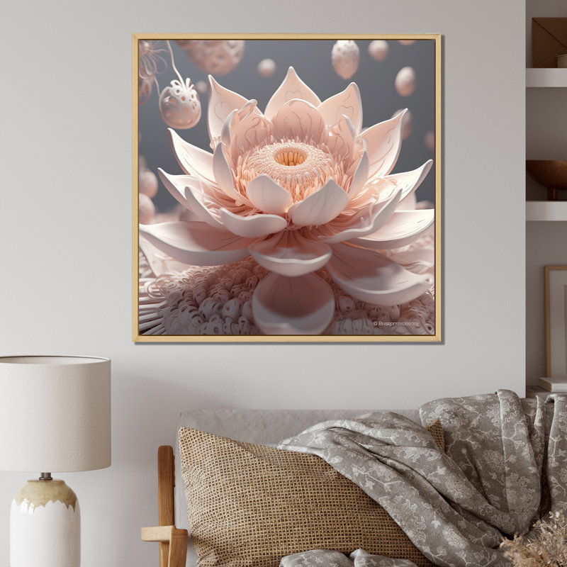 «Light Pink Tender Blossoming», impression sur toile, H 24 po x l 24 po, Cadre flottant brun