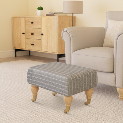 Autryville Wood Caster Leg - Pinstripe Wool