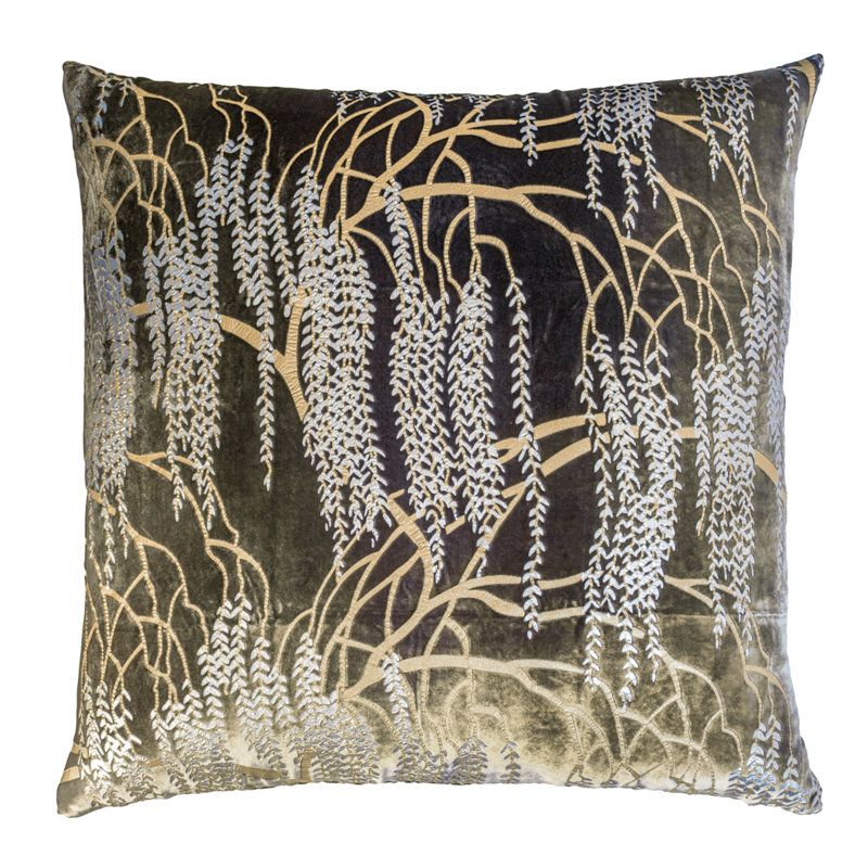 Metallic Square Velvet Pillow Cover & Insert, 18" x 18", Oregano
