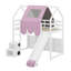 Lit mezzanine avec structure en forme de maison et tente-107262536-107262534