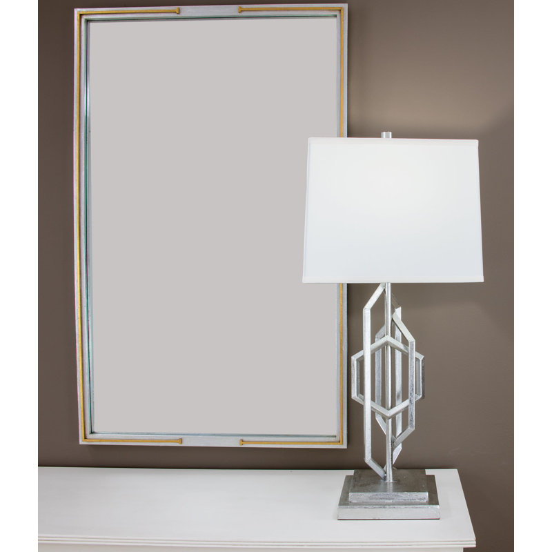 Diora Table Lamp, Antiqued Silver Leaf, White