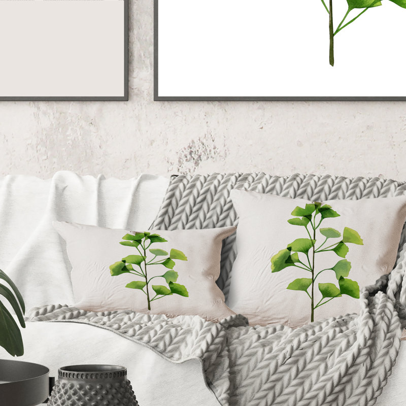 Coussin rectangulaire à motif champêtre vert