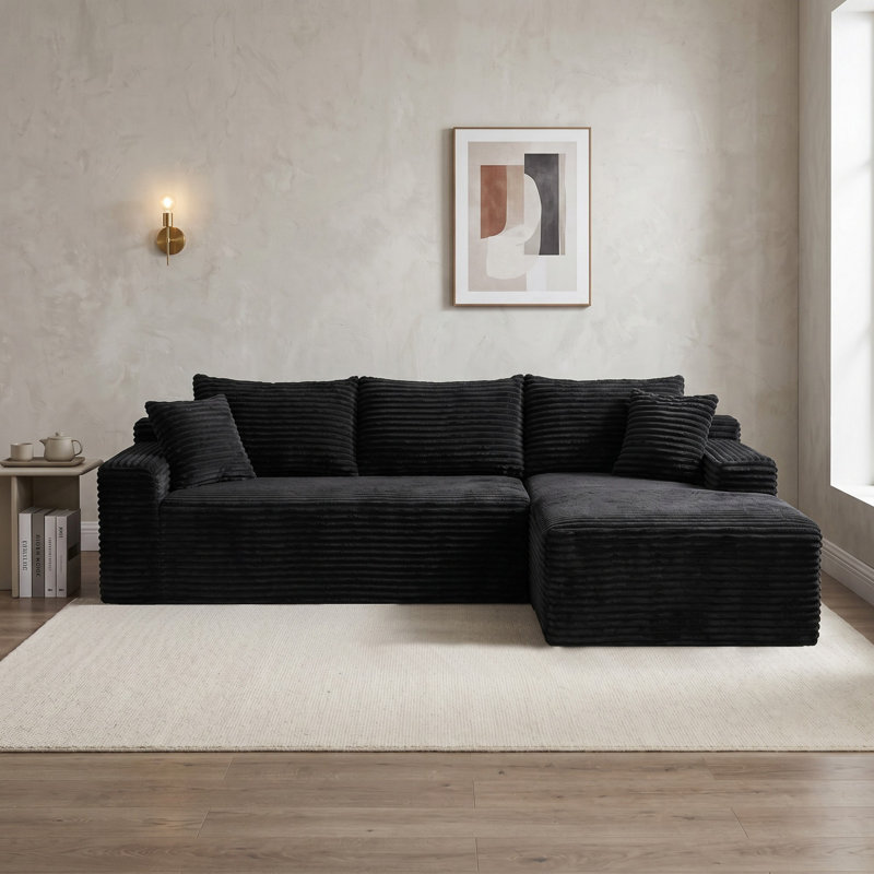 Canapé modulaire 106,32 "avec canapé en L modulaire avec méridienne en forme de L, canapé modulaire rembourré en velours côtelé faisant face à la droite pour le salon, la chambre à coucher