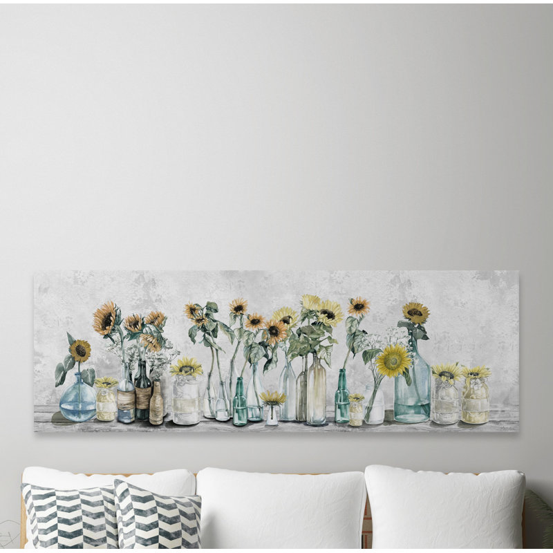 Sunflower Sets - Wrapped Canvas Painting, 51cm H x 152cm W x 3.81cm D
