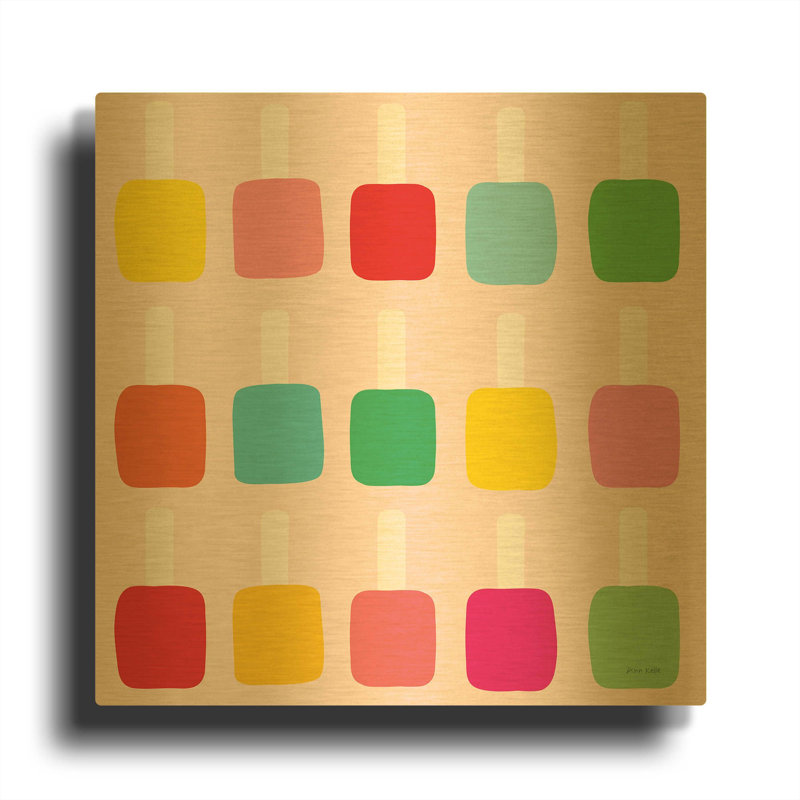 «Nail Polish Fun» par Ann Kelle, art mural en métal doré, 24 po x 24 po, 24 po x 24 po
