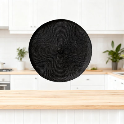 Ensemble de napperons ronds tissés à la main de 4 tapis de table en fibres naturelles de 15 pouces pour la table de salle à manger, la cuisine et la décoration intérieure