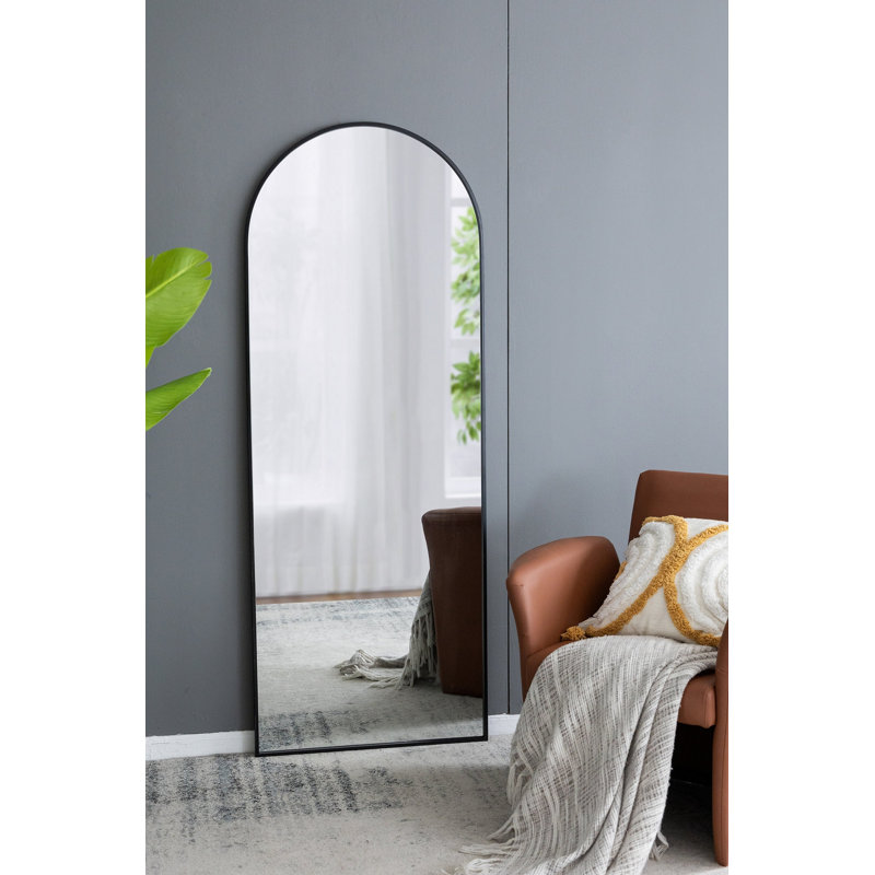 28X1x74" Celine Black Arch Body Mirror, Black