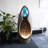 27.55" H Resin Outdoor Water Fountain with LED Lights & Cascading Waterfall, Modern Freestanding Floor Fountain with Stone-Like Finish for Garden Patio Indoor Decor
