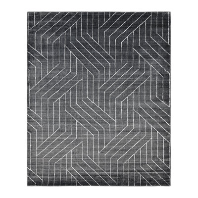 Alcurve Geometric Hand-Knotted Charcoal Area Rug
