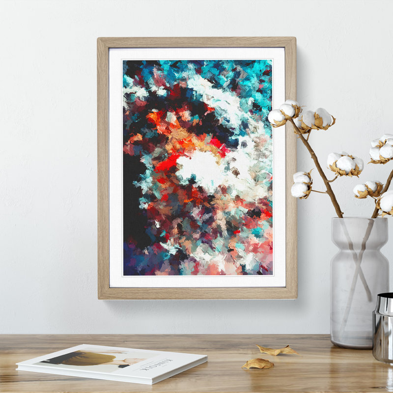 Passion of Flowers Abstract - Wall Art, 36cm H x 27cm W, Oak Framed
