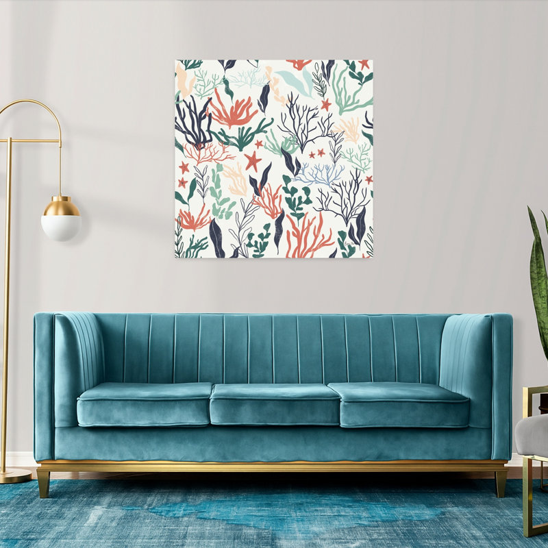 Motif de récif côtier, étoile de mer, art côtier, H 36 po x l 36 po