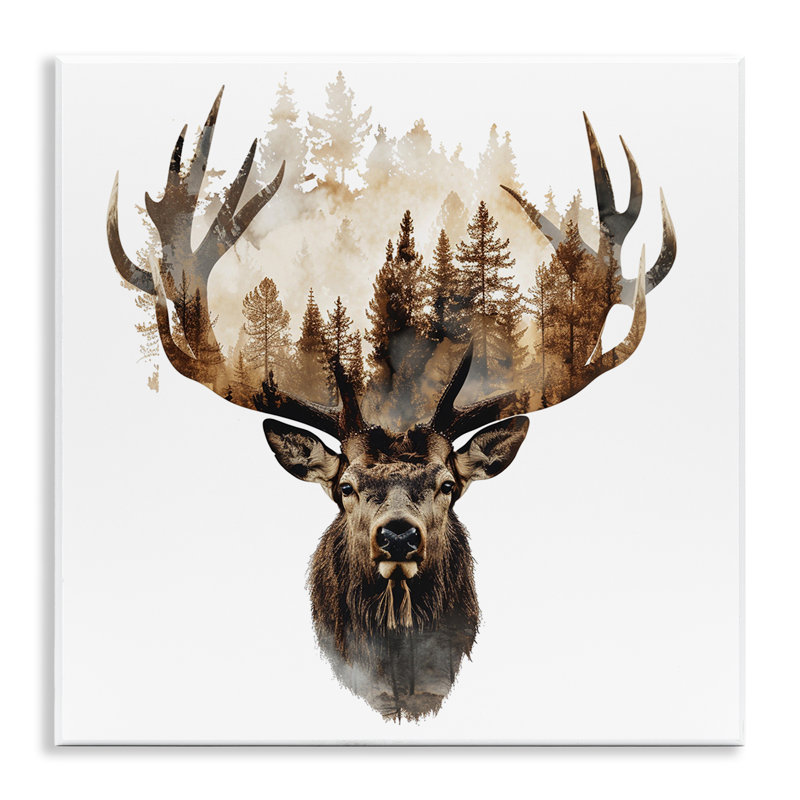  Deer Forest Silhouette Wall Plaque Art by LSR Design Studio
