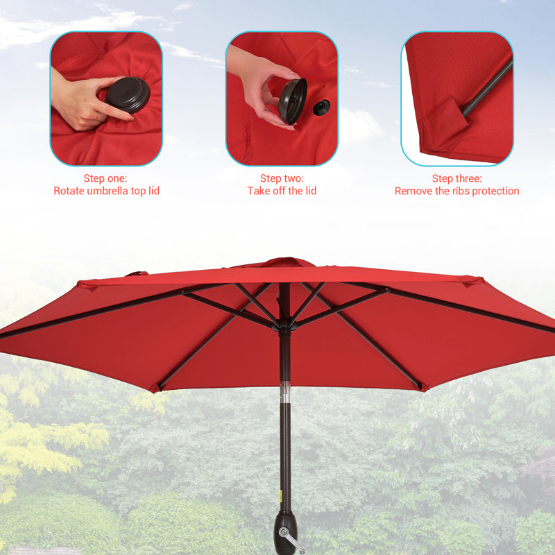 Parasol Sawyer, 84.6" H x 90" W x 90" D, Cerisier