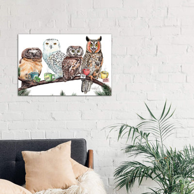 Tea Owls by Holly Simental - Wrapped Canvas Print
