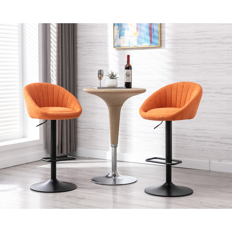 Modern Orange Adjustable Swivel Counter Stool with Metal Frame