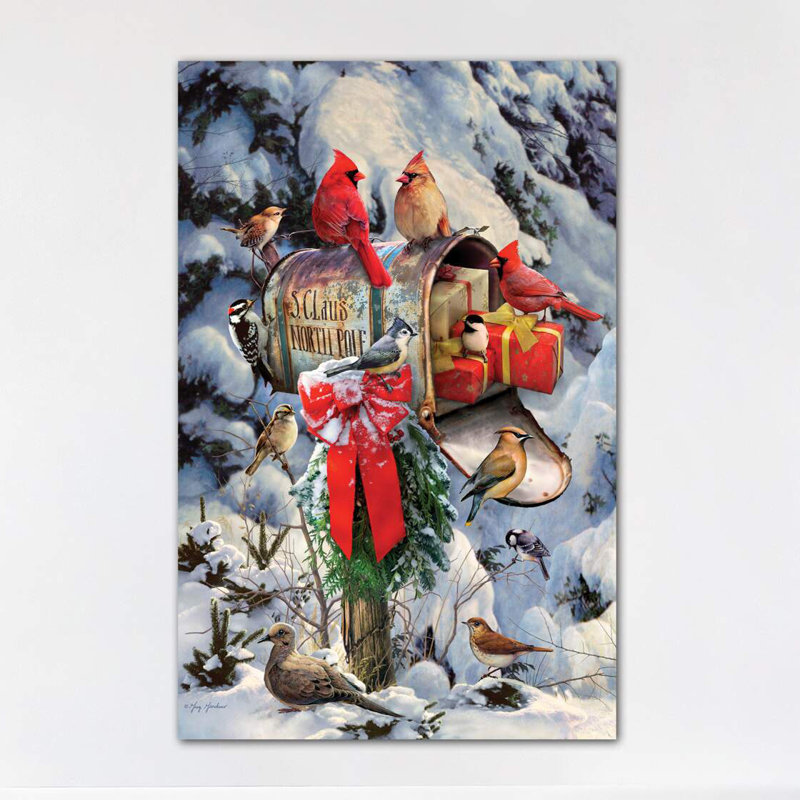 Christmas Birds At Mailbox by Greg & Company - Wrapped Canvas Print, 101.6 cm H x 66.04 cm W x 1.91 cm D