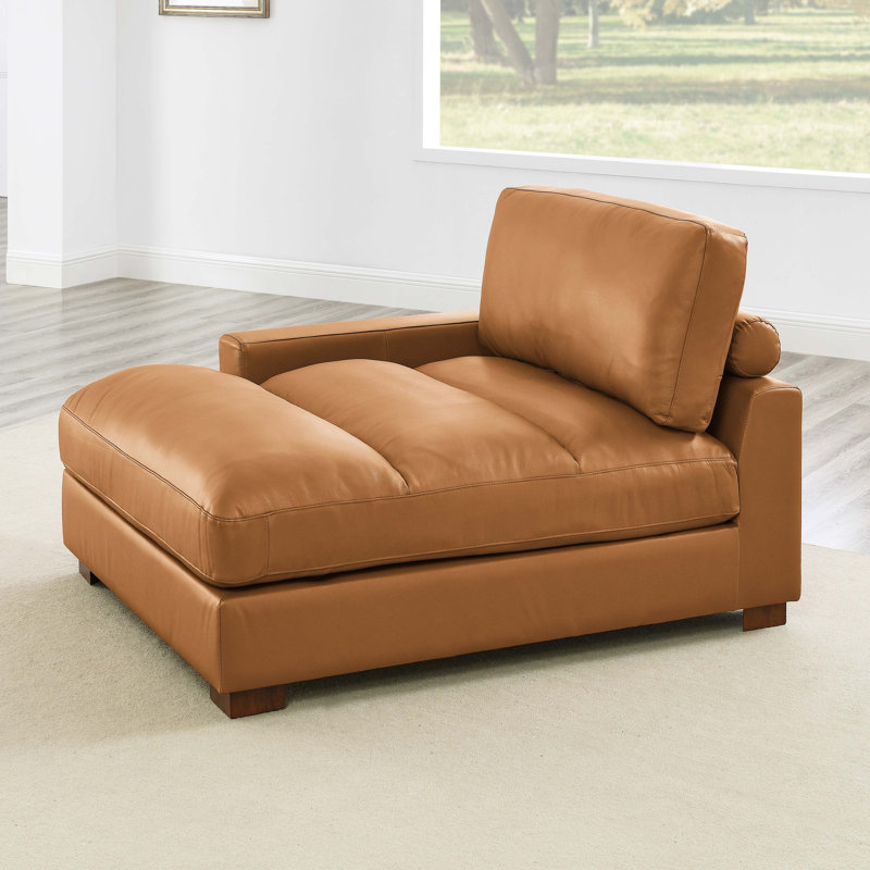 Chaise longue rembourrée Appoline, Cuir synthétique vert, Chaise longue à accoudoir gauche