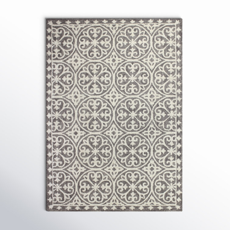 Lauring Geometric Handmade Tufted Wool Light Gray/Taupe/White Area Rug