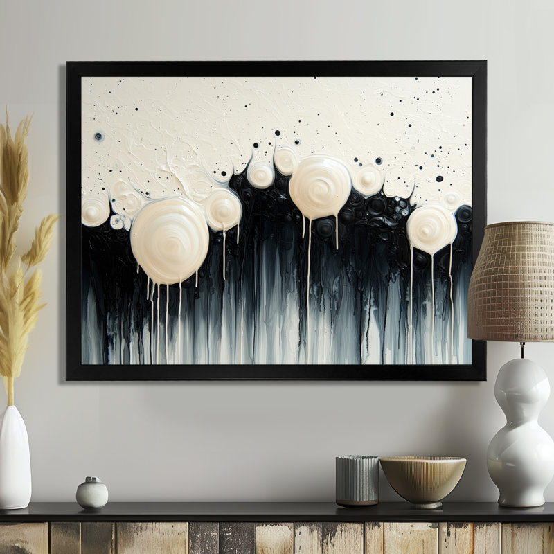 «Black White Wave», volcanique rythmique, art mural, Reproduction encadrée d'une seule photo, H 30 po x l 40 po, Noir