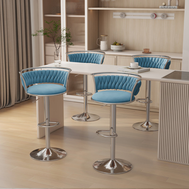 Tabouret de bar Christal, Bleu, Argent