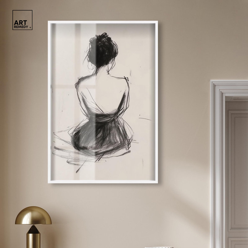 «Back View II Shadowbox Print», art mural minimaliste par Art Remedy, cadre blanc, 31 x 46, H 46 po x l 31 po, Cadre blanc