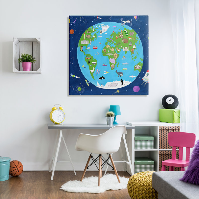Étoiles de la Terre et de l'espace, Toile tendue, H 36 po x l 36 po x P 1,5 po