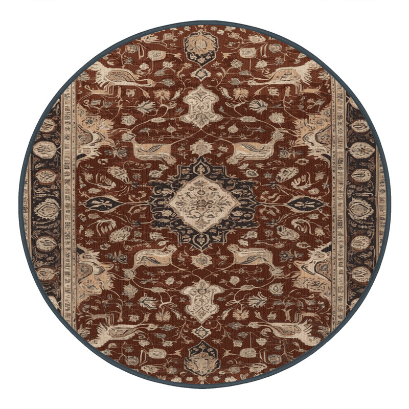 Tapis brun lavable à la machine, Rond 6 pi