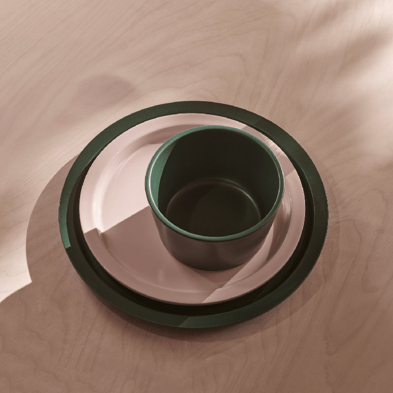 Stoneware Dinner Plate, Matt Forest Green