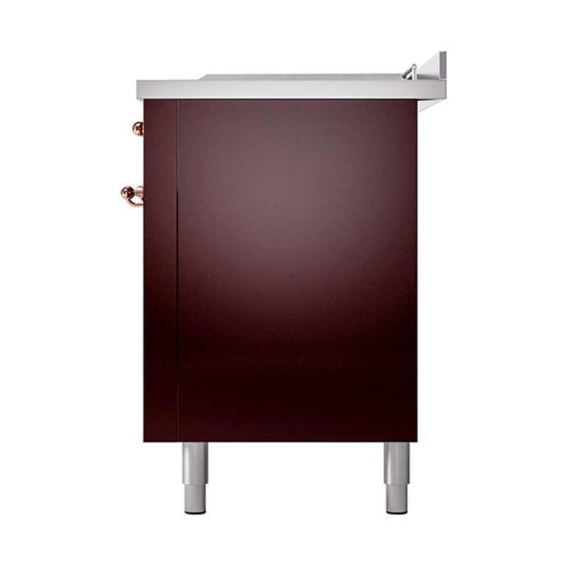 ILVE Nostalgie II Noblesse 60 in Dual Fuel Range 7 Burner, Griddle, Frenchtop, Burgundy/Copper, Liquid Propane