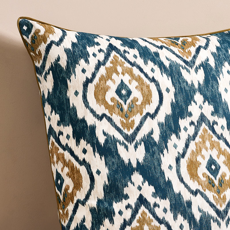Suri Geo Cushion Geometric Square Cushion, Teal