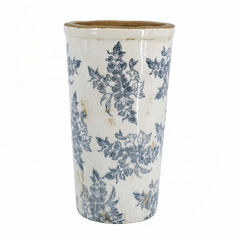 Flower Vase With Wide Mouth, 12" H x 6.9" W x 6.9" D
