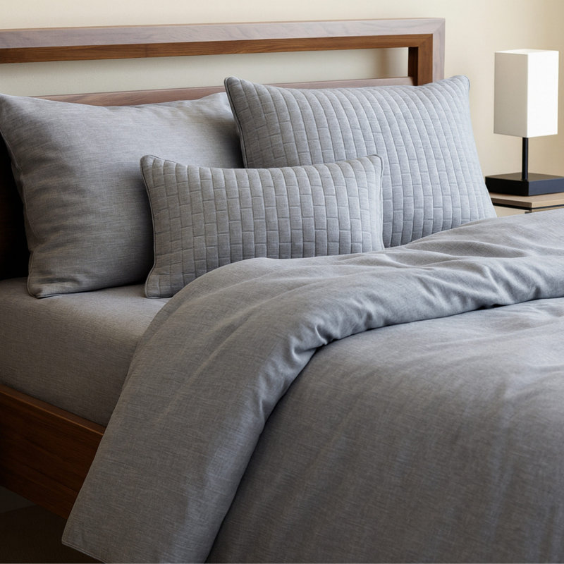 Housse de couette BedVoyage - Viscose de bambou + coton - respirante et légère, Argent, Housse de couette pour lit simple