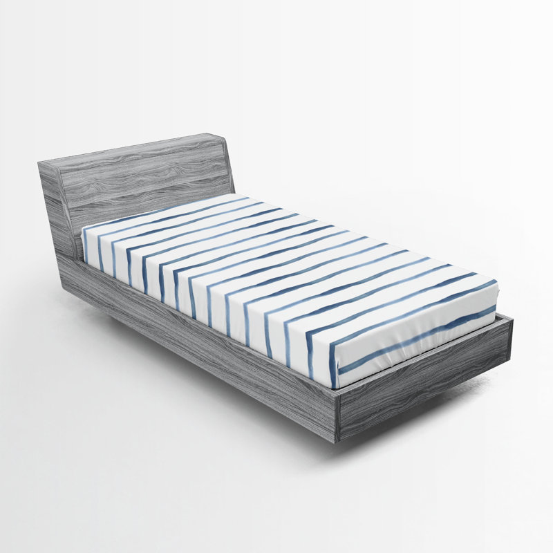 Drap-housse orange Ambesonne, Drap-housse de taille simple, Bleu ardoise pâle / rayures blanches