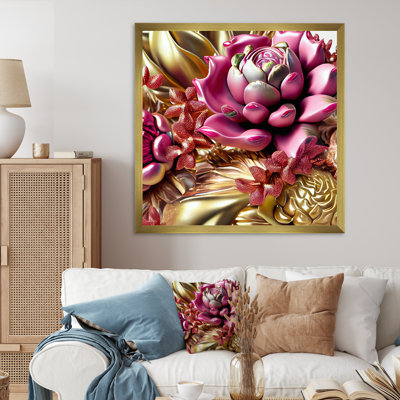 " Exquisite Pink And Gold Glam Roses "