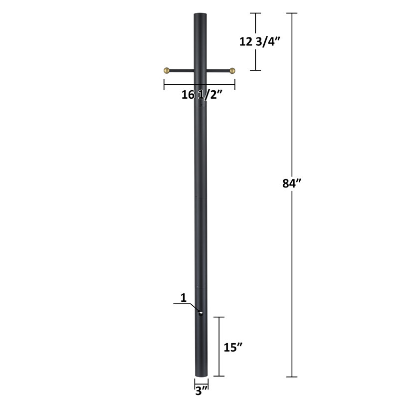 7 pi Lampadaire d'extérieur en aluminium noir