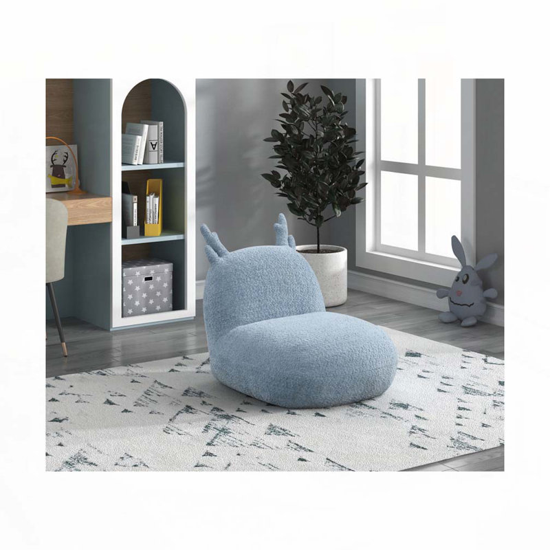 21.5"W Blue Chenille Deer-Shaped Kids Chair