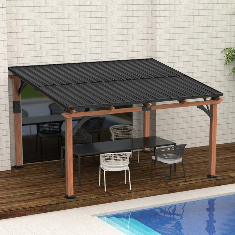 Heavy Duty Outdoor Patio Gazebo with Slope Steel Roof and Aluminum Frame, 2,500 lbs Snow Load, 8.2' H x 13.8' W x 10.8' D