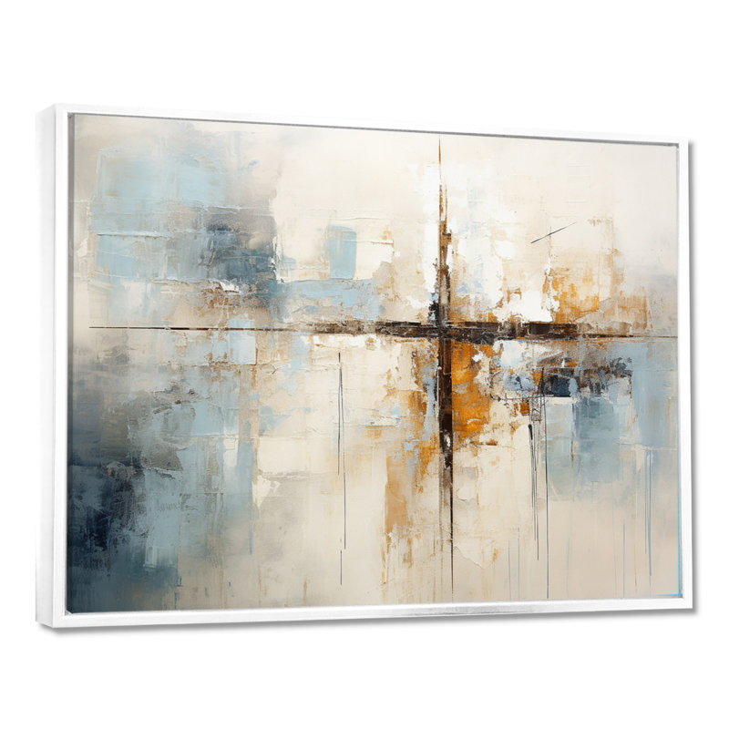 «Minimalisme Christianity Cross Dream I», art mural, H 12 po x l 20 po, Reproduction avec cadre flottant, Blanc