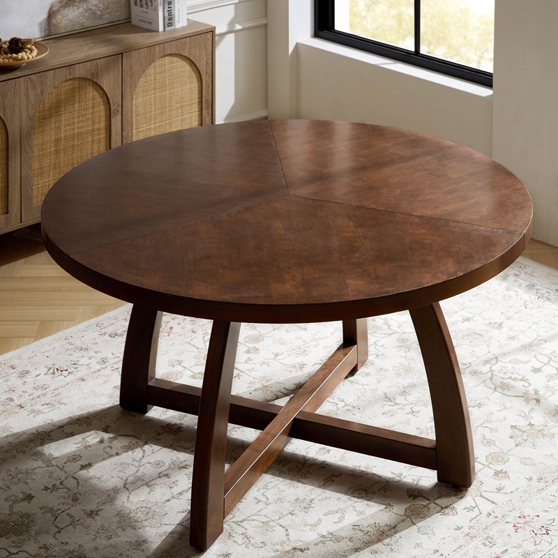 Allijah 54" Solid Wood Round Dining Table, Walnut