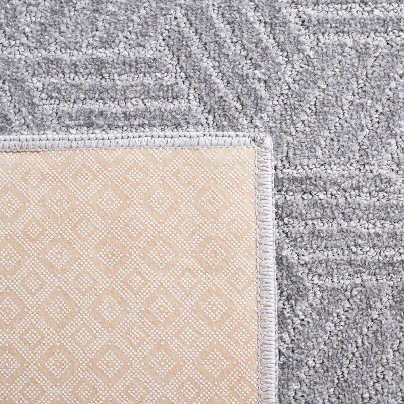 Motif et tapis uni gris en gris, Rectangle 5 pi 3 po x 7 pi 6 po