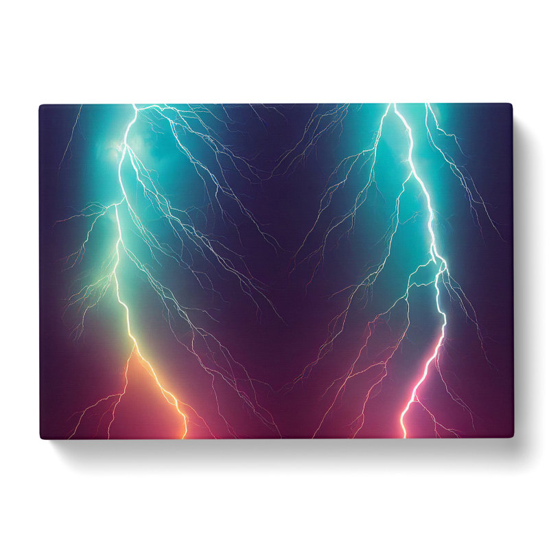 Neon Lightning Bolts - Wrapped Canvas