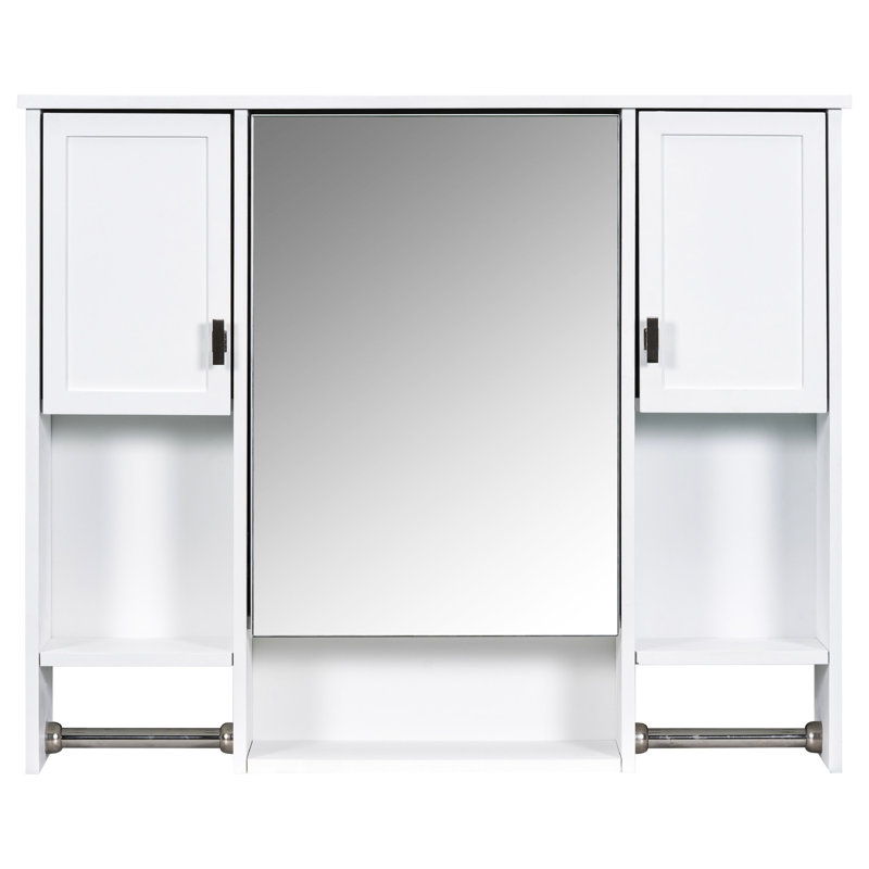 35'' X 28'' Bathroom Mirror Cabinet - Construction & Practical For Adjustable Soft-close Hinges Spacious