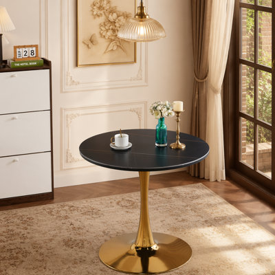 31.5"Tulip Table Mid-century Dining Table for 2-4 people With Round Mdf Table Top, Pedestal Dining Table, End Table Leisure Coffee Table