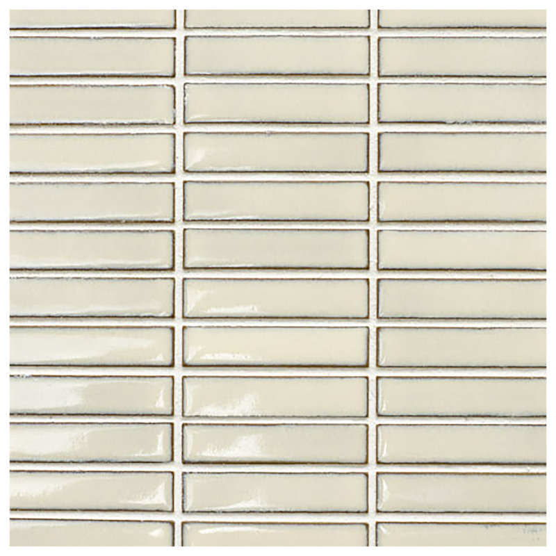 Carreau de mosaïque en céramique 2 po x 0,4 po pour mur et plancher, Vanille